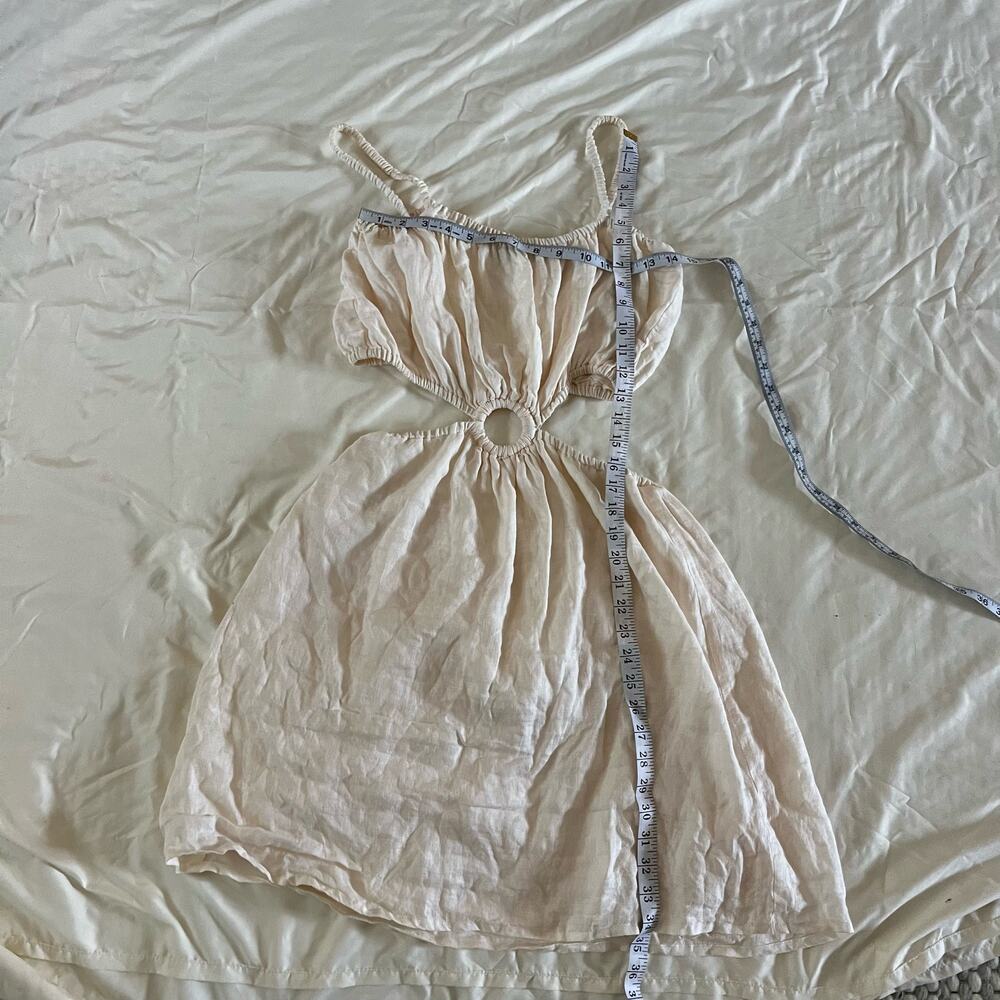 Faithfull the Brand White Cut Out 100% Linen Mini Dress Wmns XL Minimalist - Picture 8 of 8